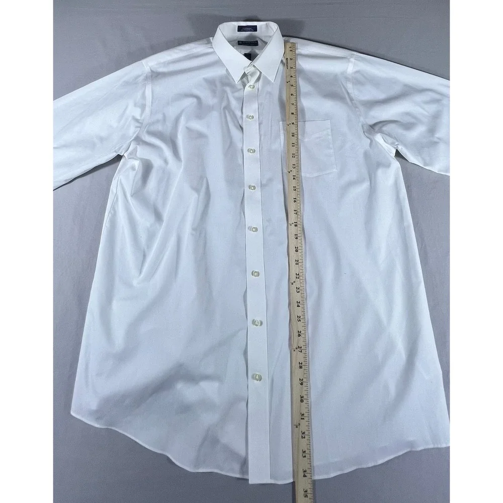 Stafford Performance White Dress Shirt Men's 18.5 36-37 Big & Tall Cotton Blend - Picture 5 of 13